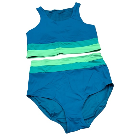 KIAVA Turquoise and Lime Women Swim One Piece - Picture 2 of 16